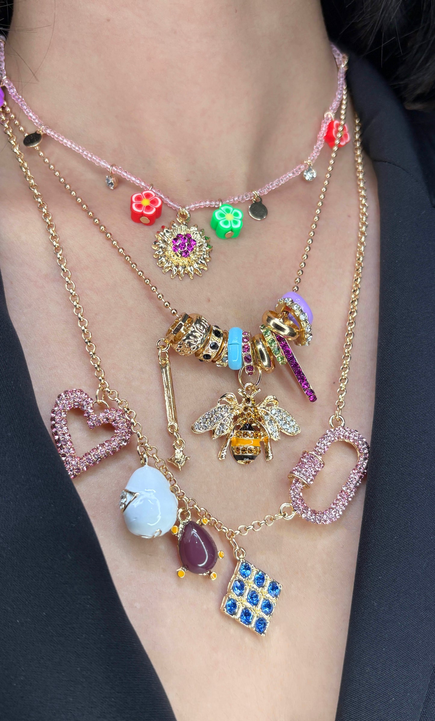 Blush Layered Charms Necklace