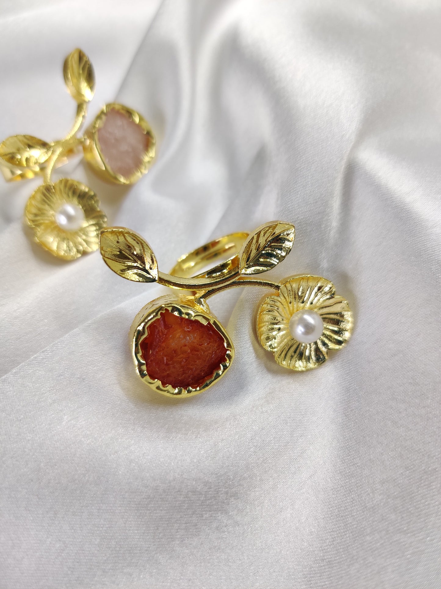 Flower Ring, Carnelian