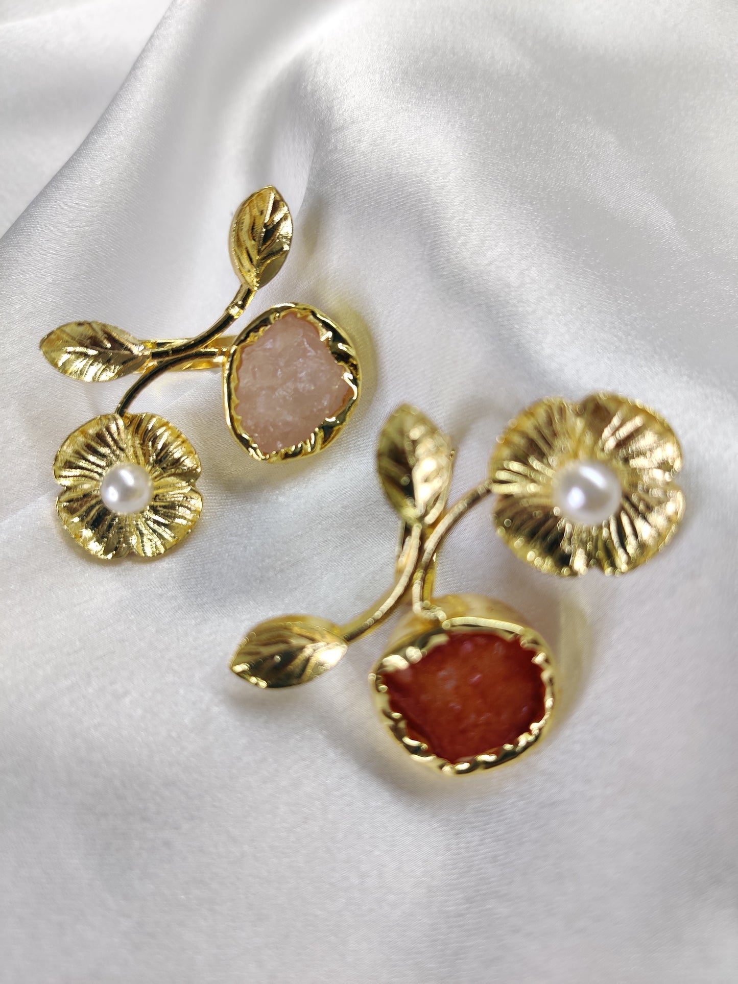Flower Ring, Rose Quartz