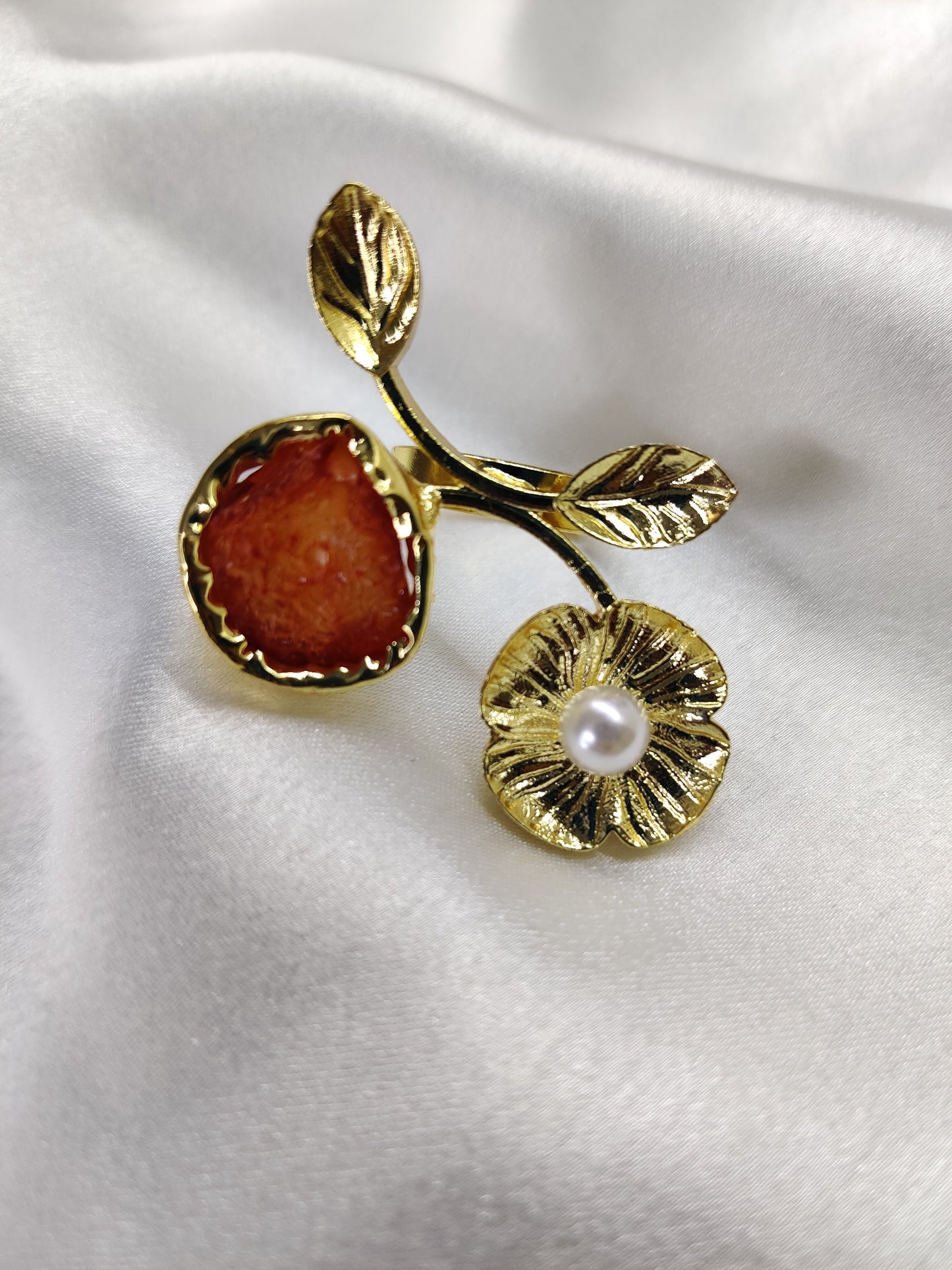 Flower Ring, Carnelian
