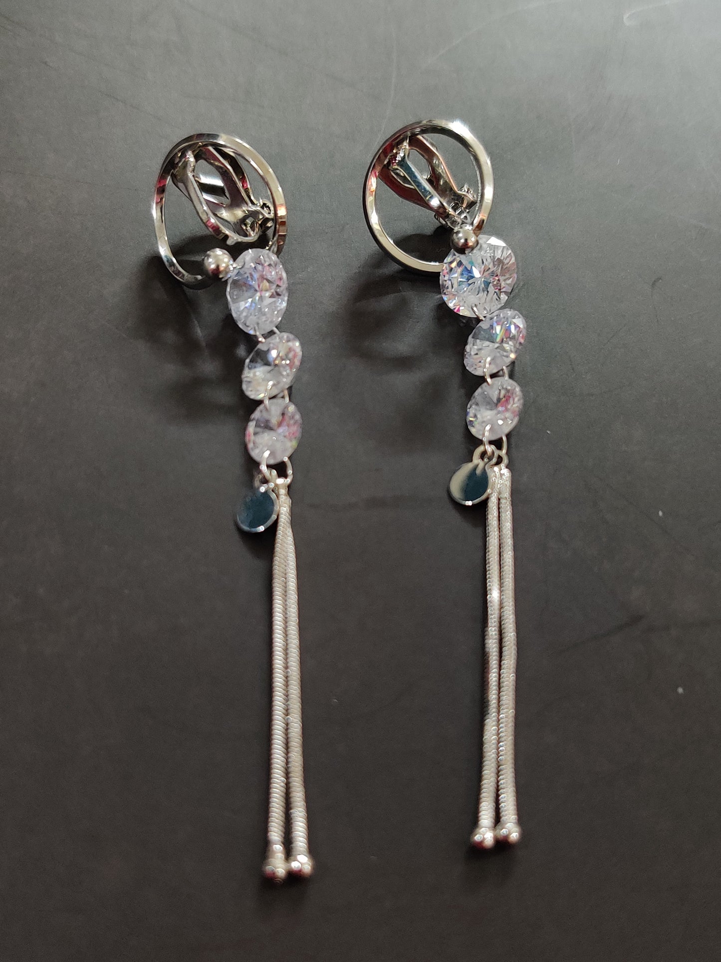 Stone Clip Ons- Silver