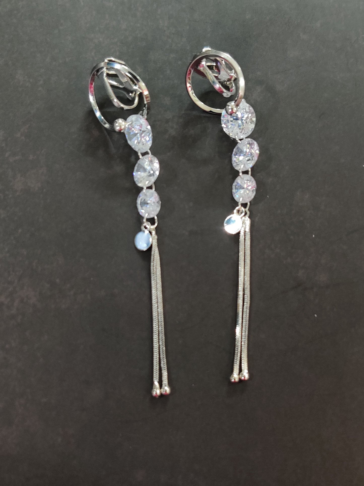 Stone Clip Ons- Silver