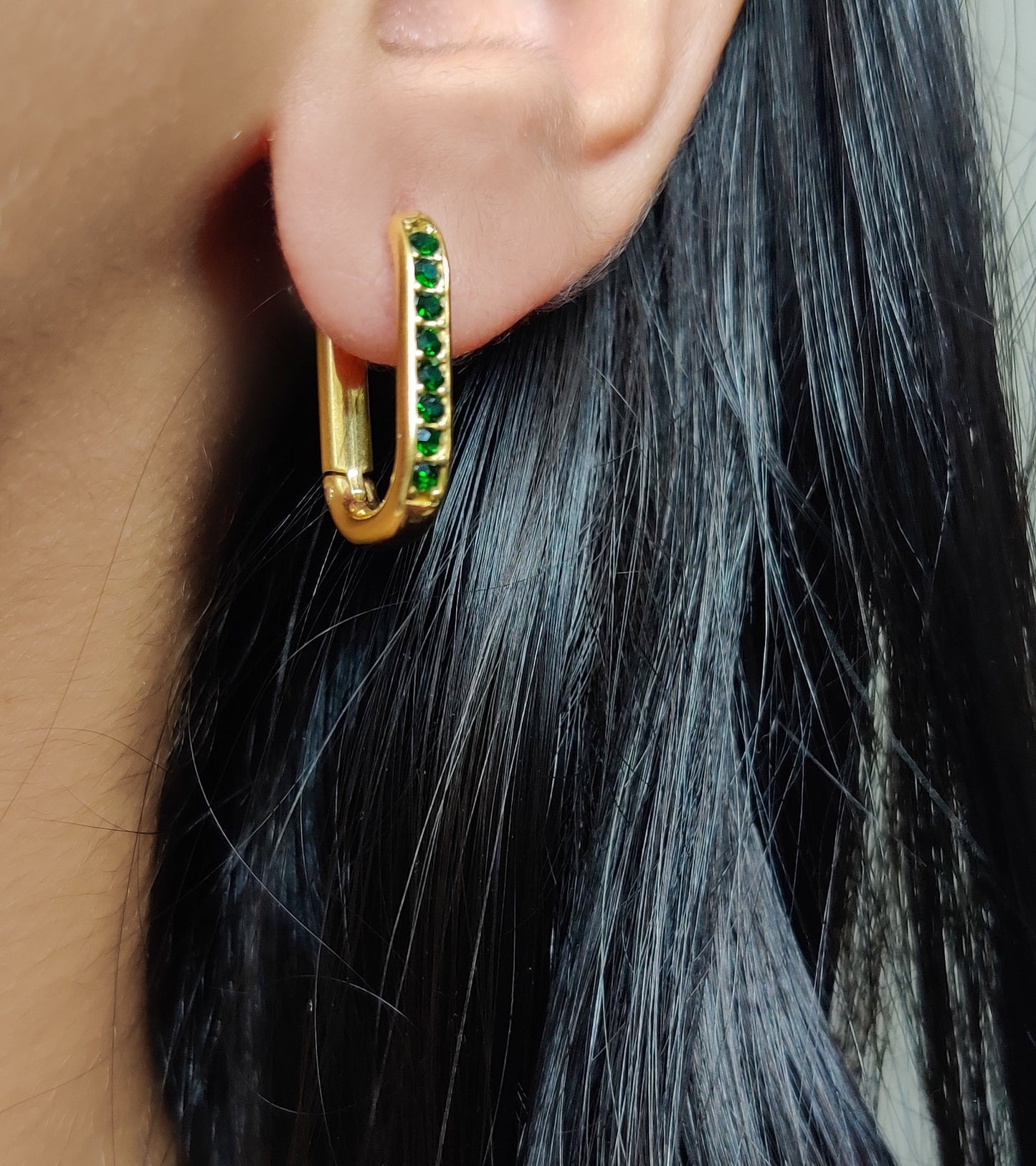 Emerald Hoop Earrings
