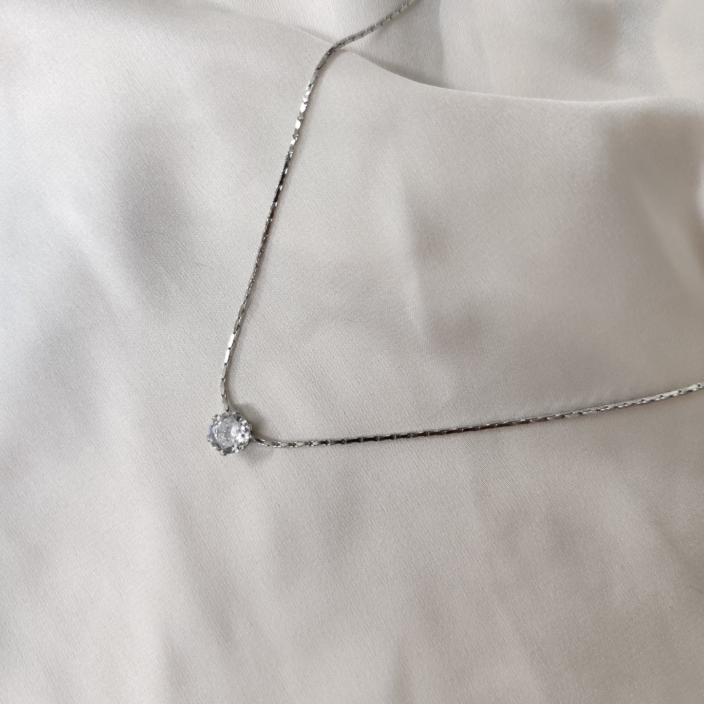 Ayla Stone Necklace-Silver