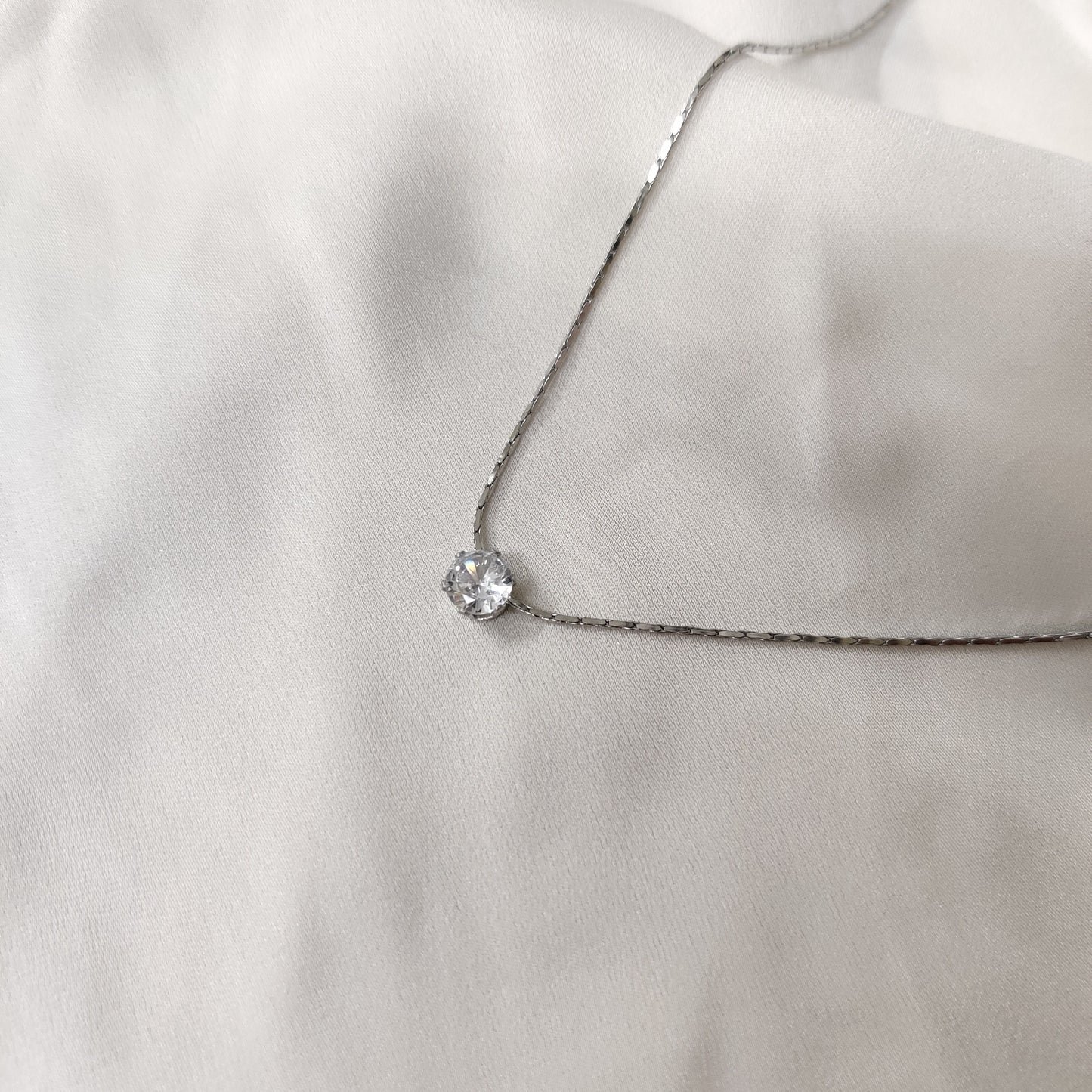 Ayla Stone Necklace-Silver