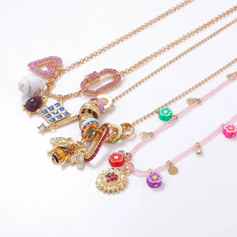 Blush Layered Charms Necklace