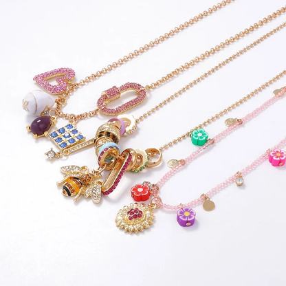 Blush Layered Charms Necklace