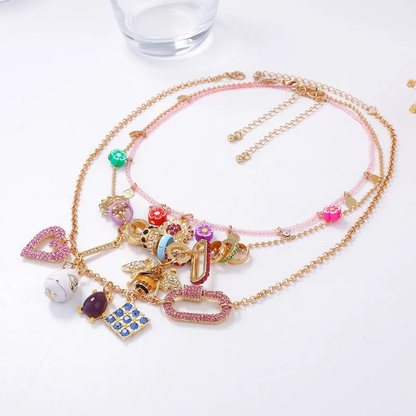 Blush Layered Charms Necklace