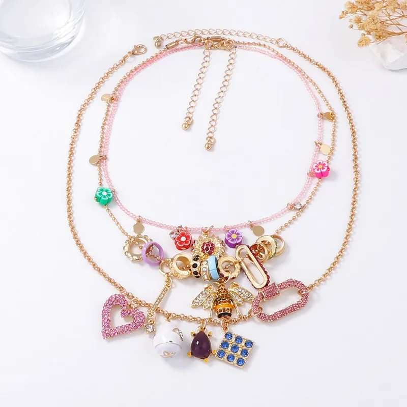 Blush Layered Charms Necklace