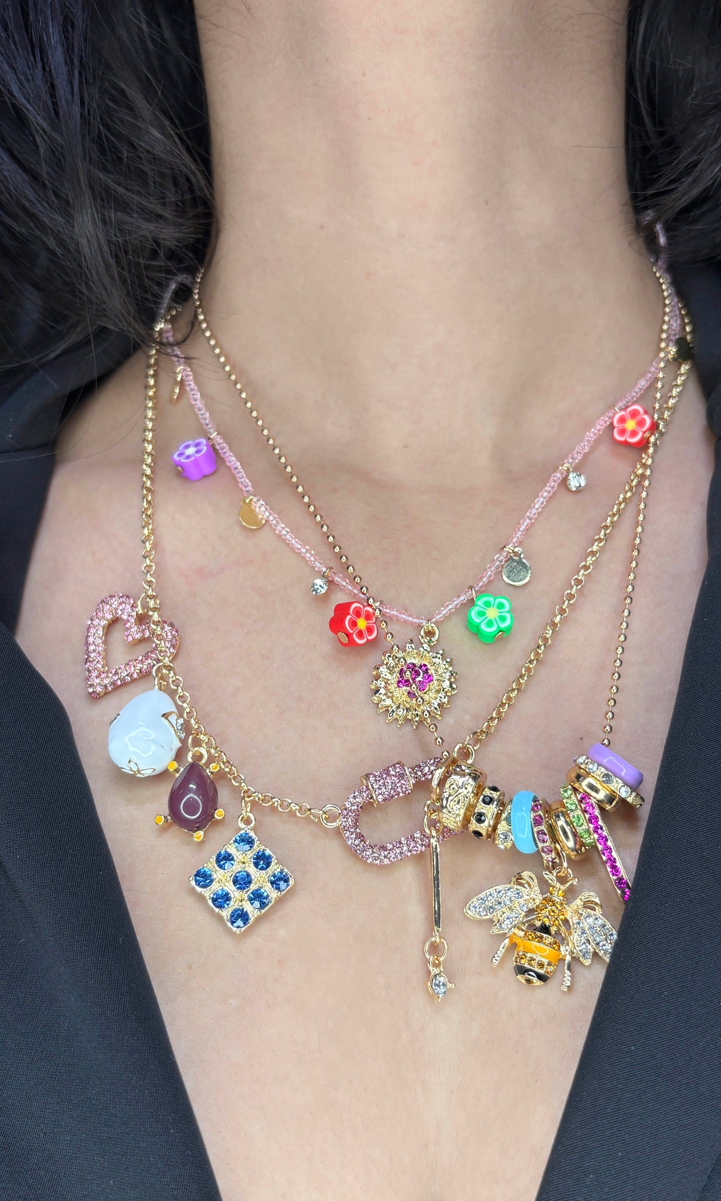 Blush Layered Charms Necklace