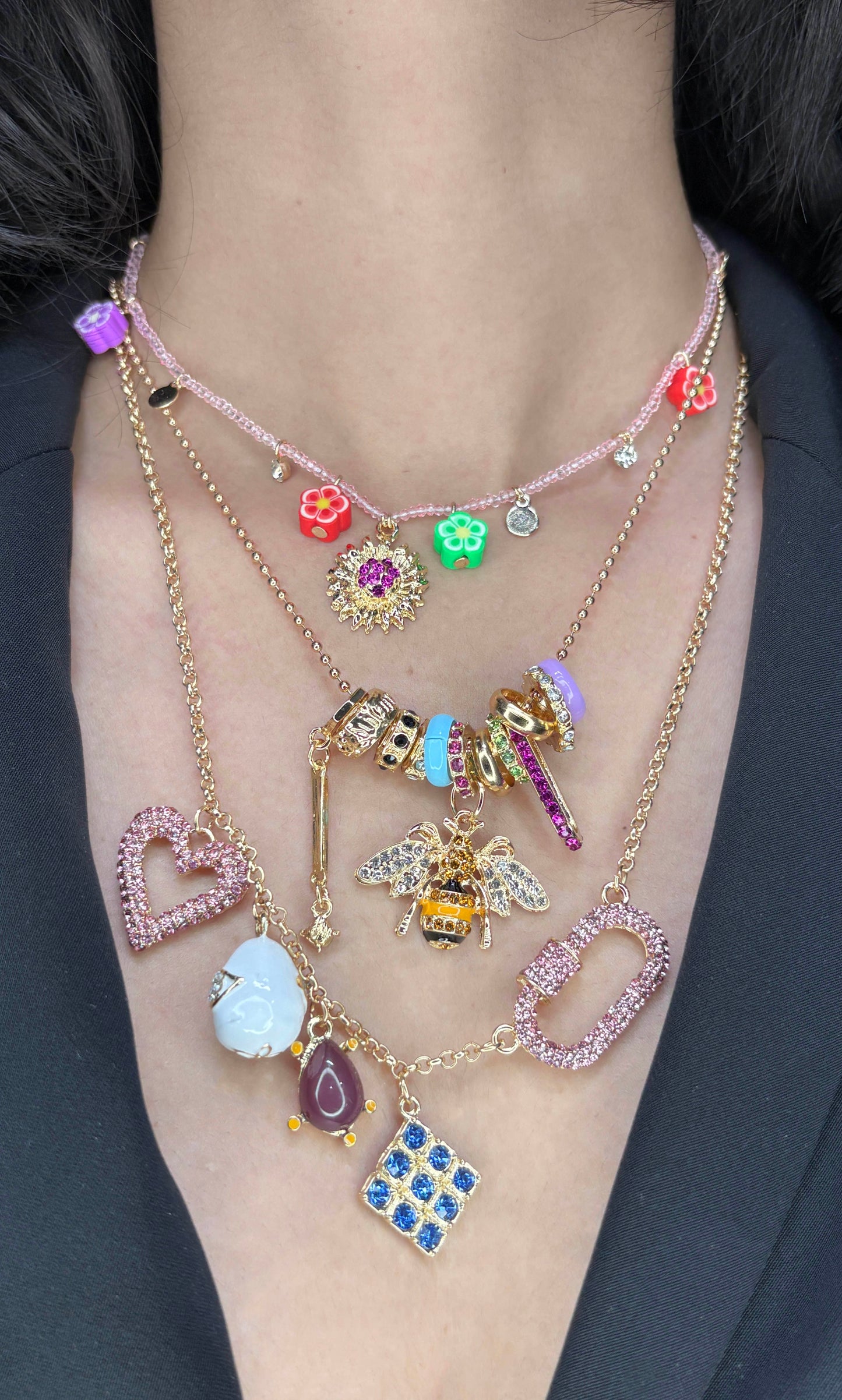 Blush Layered Charms Necklace