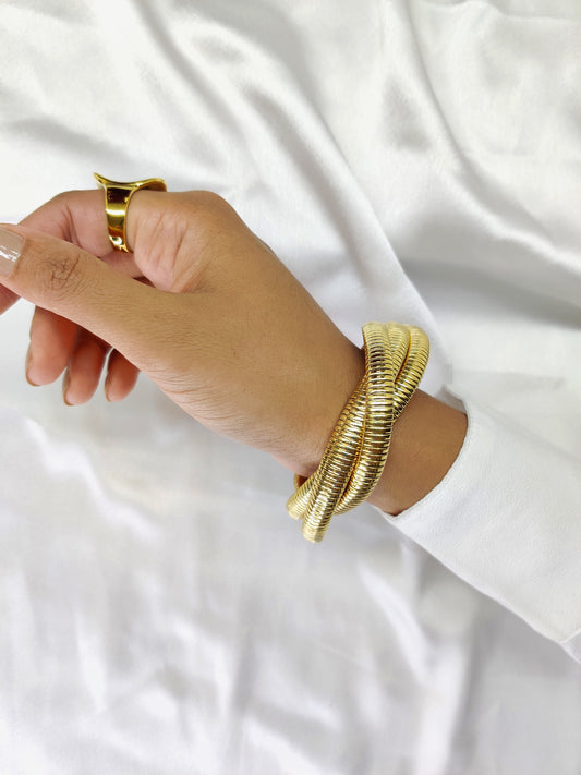 Triple Band Bracelet Thin-Gold