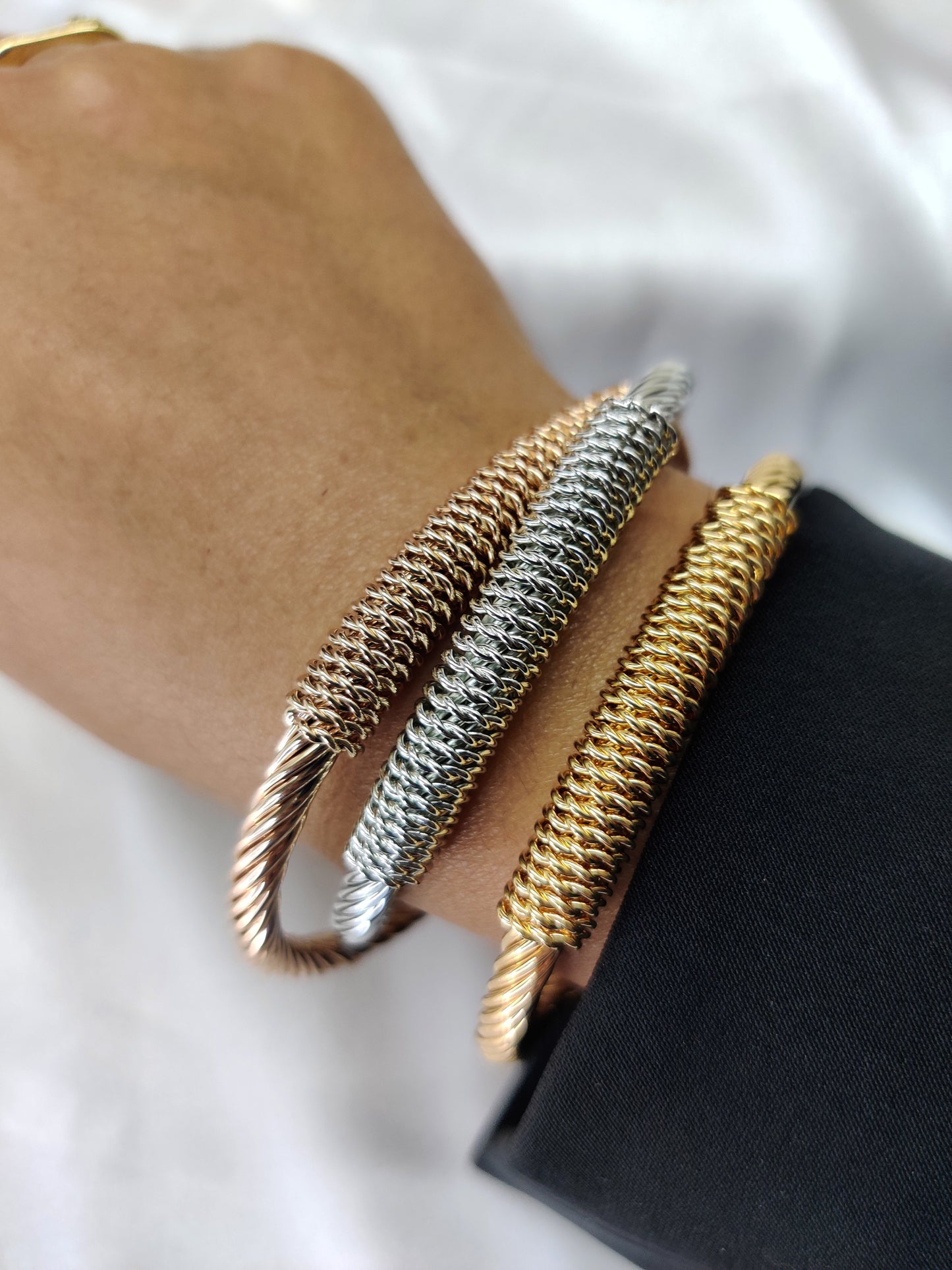 Interlacing Cuff Bracelet- Set of 3