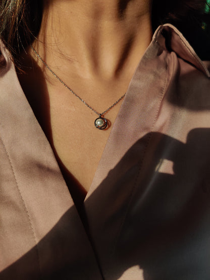 Pearl Pendant Necklace-Silver