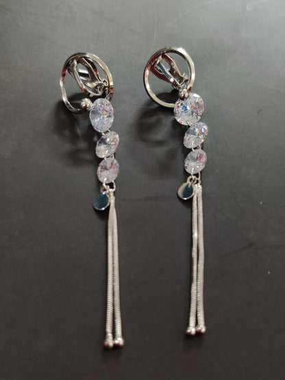 Stone Clip Ons- Silver