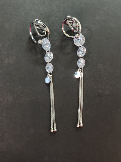Stone Clip Ons- Silver
