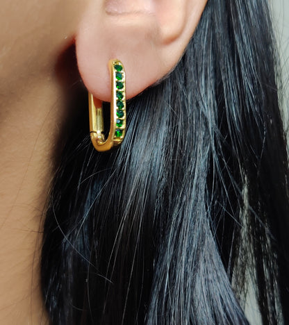 Emerald Hoop Earrings