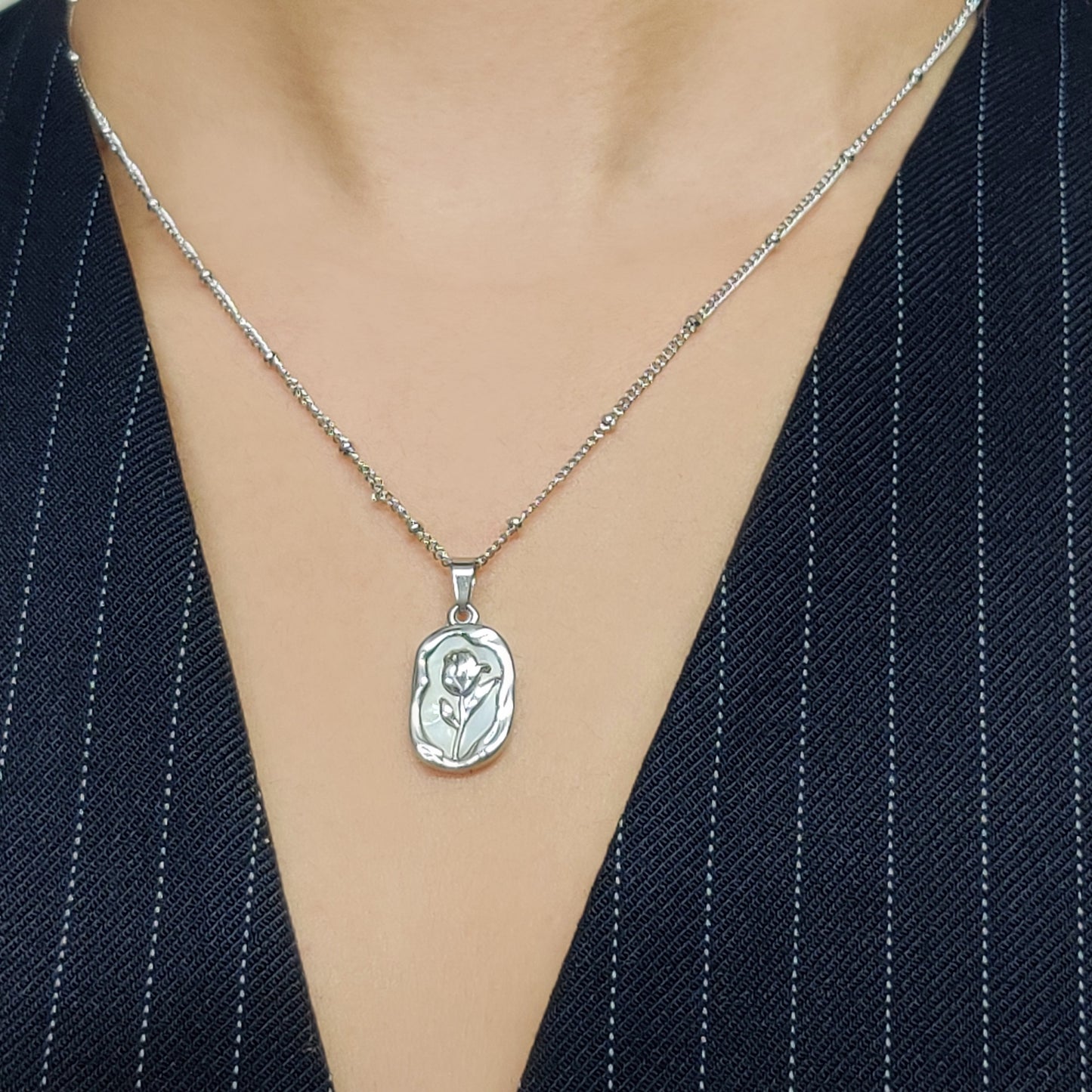 Si Rose Necklace-Silver