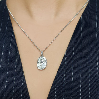 Si Rose Necklace-Silver