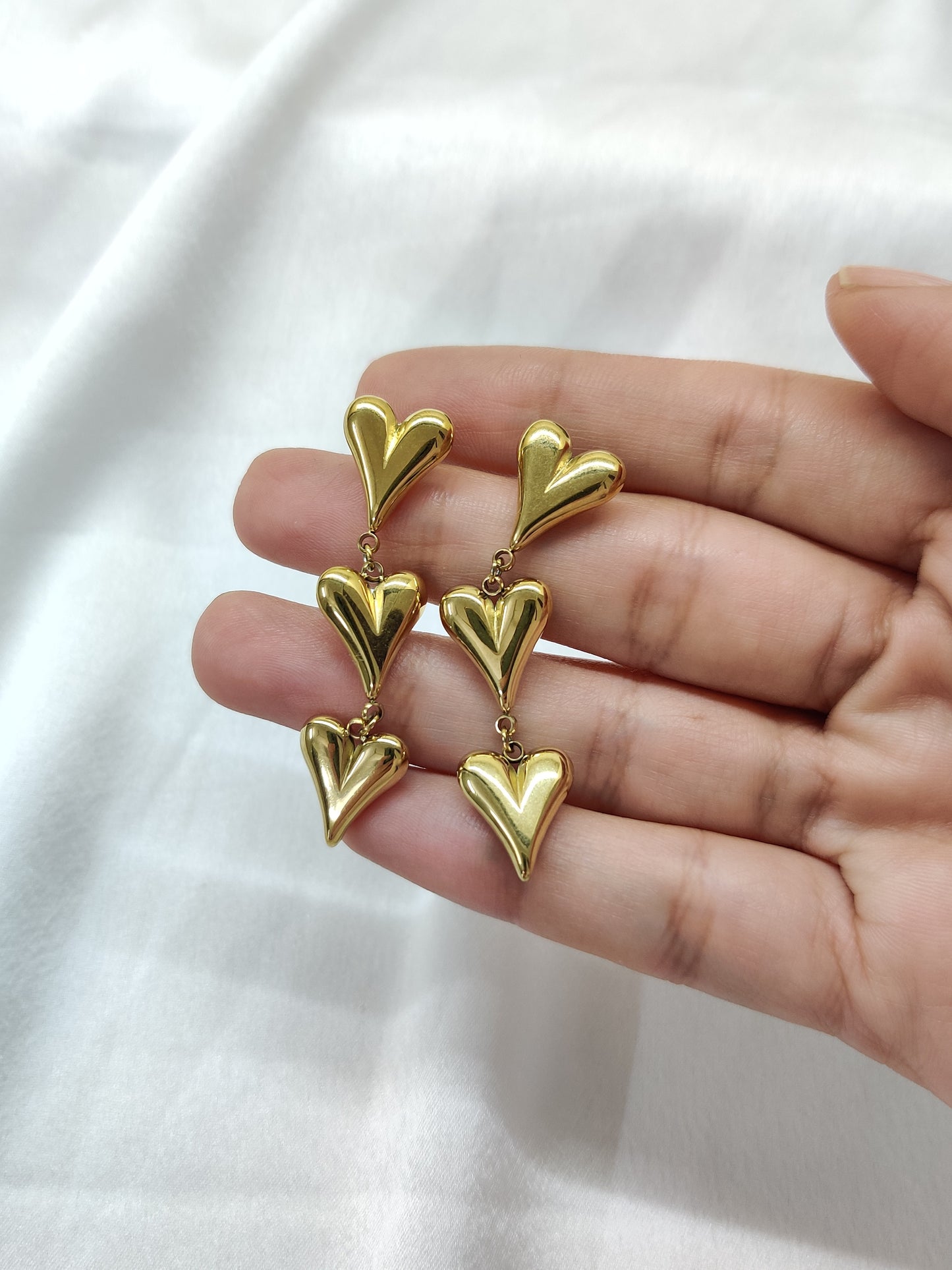Triple Heart Earrings