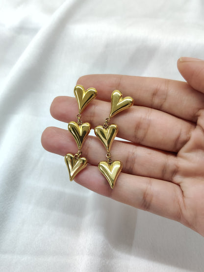 Triple Heart Earrings