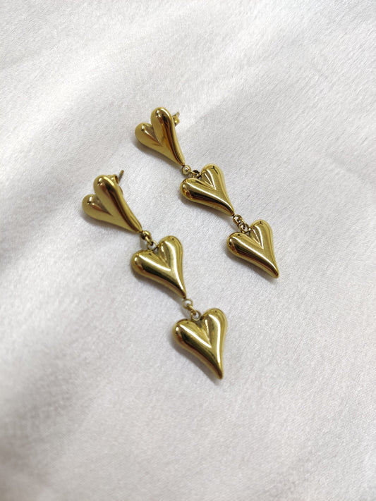 Triple Heart Earrings