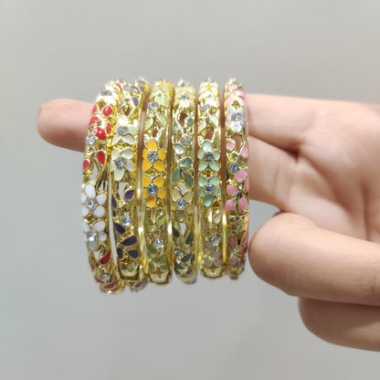 Enamel Bangles- set of 6 (multi colour)
