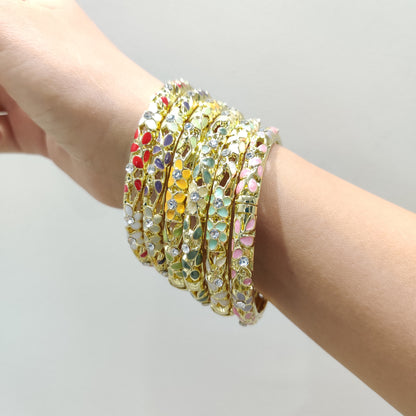 Enamel Bangles- set of 6 (multi colour)