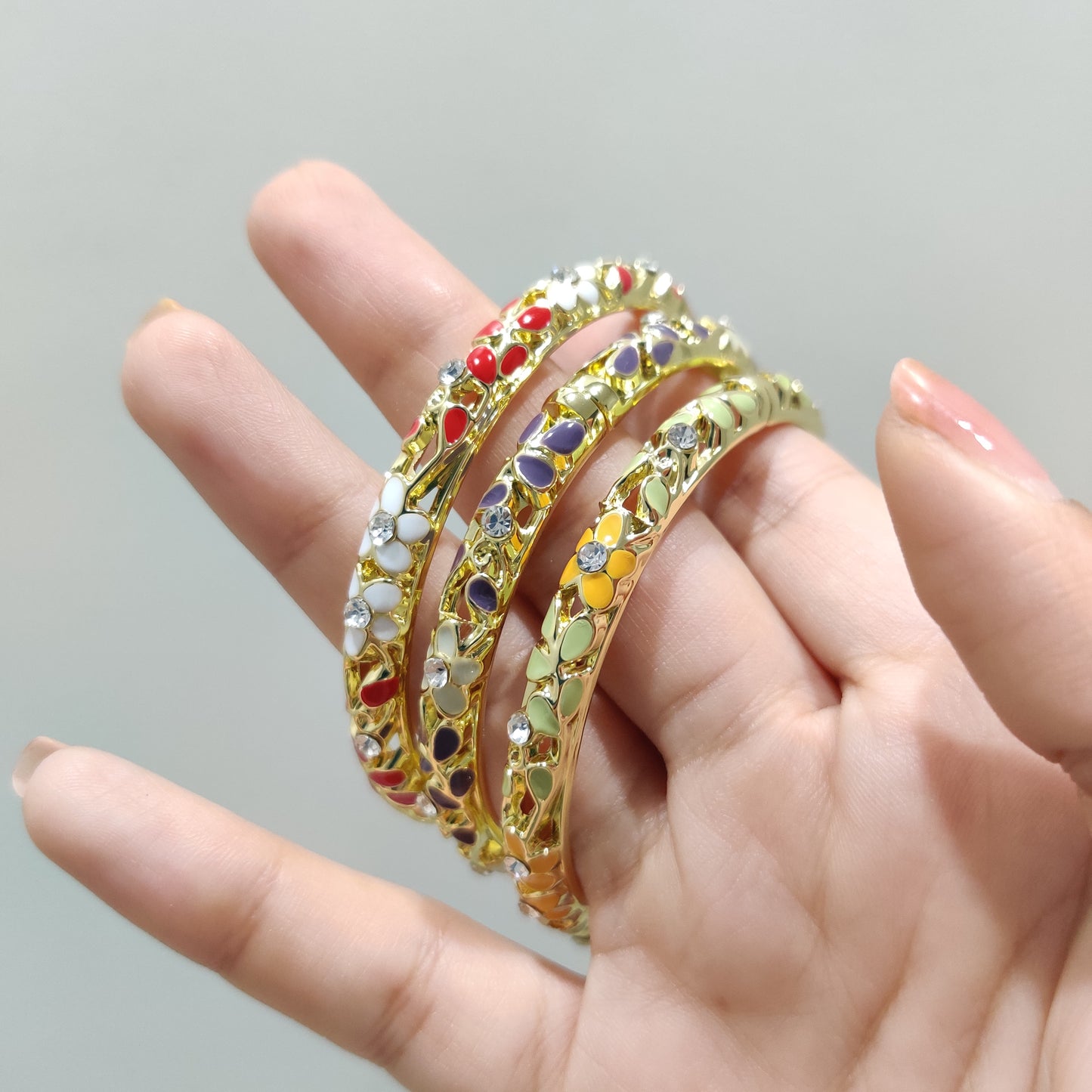 Enamel Bangles- set of 6 (multi colour)