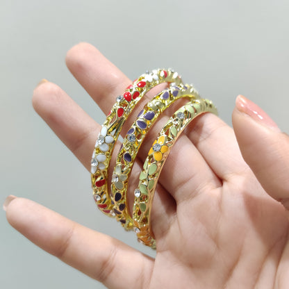 Enamel Bangles- set of 6 (multi colour)