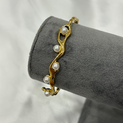 Shayna Cuff Bracelet- Pearl