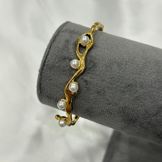 Shayna Cuff Bracelet- Pearl