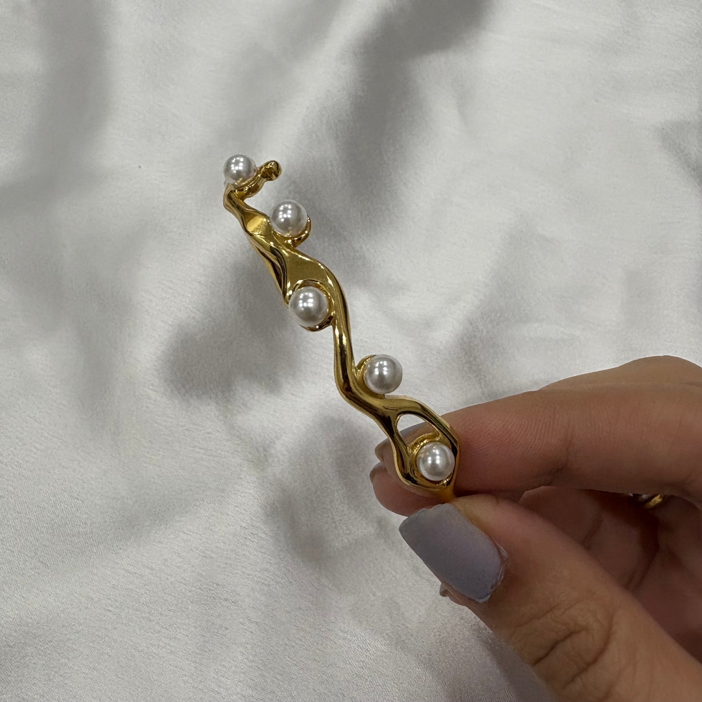 Shayna Cuff Bracelet- Pearl