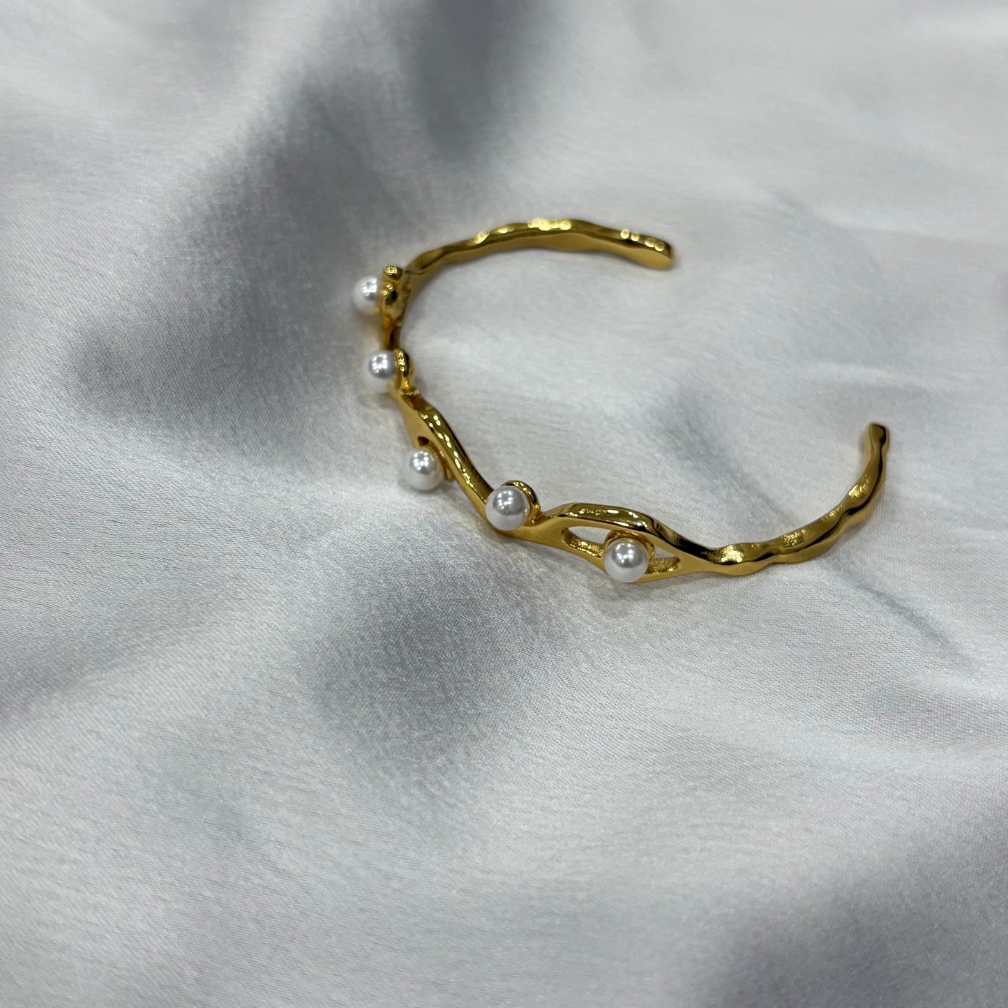 Shayna Cuff Bracelet- Pearl